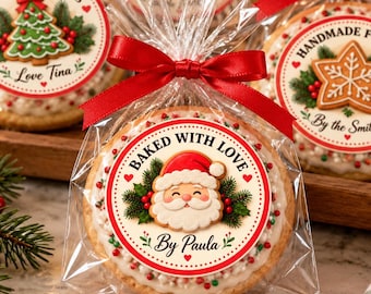 Personalized Christmas Baking Stickers, Baked With Love Labels, Holiday Cookie Packaging, Homemade Treat Stickers