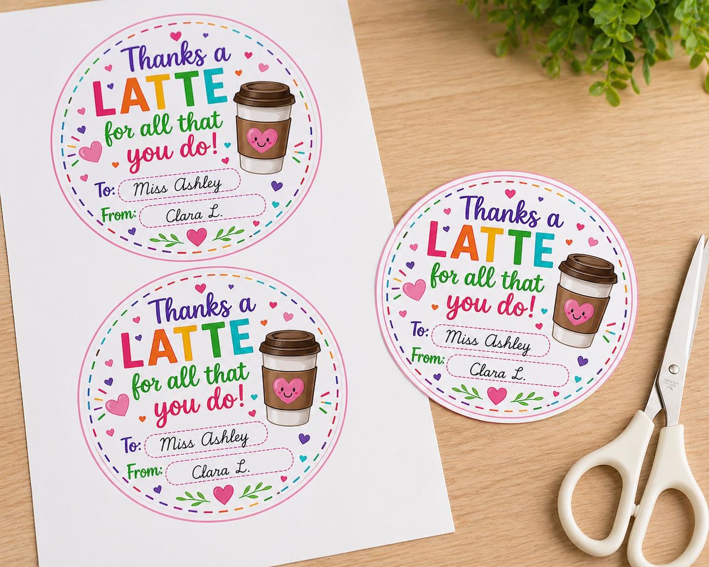 Editable Teacher Gift Tag, Thanks a Latte Tag, Canva Template, Teacher ...