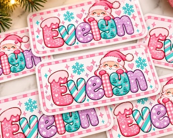 Personalized Christmas Name Stickers, Christmas Gift Labels, Custom Name Sticker, Kids Christmas Gift Tags, Santa Name Labels