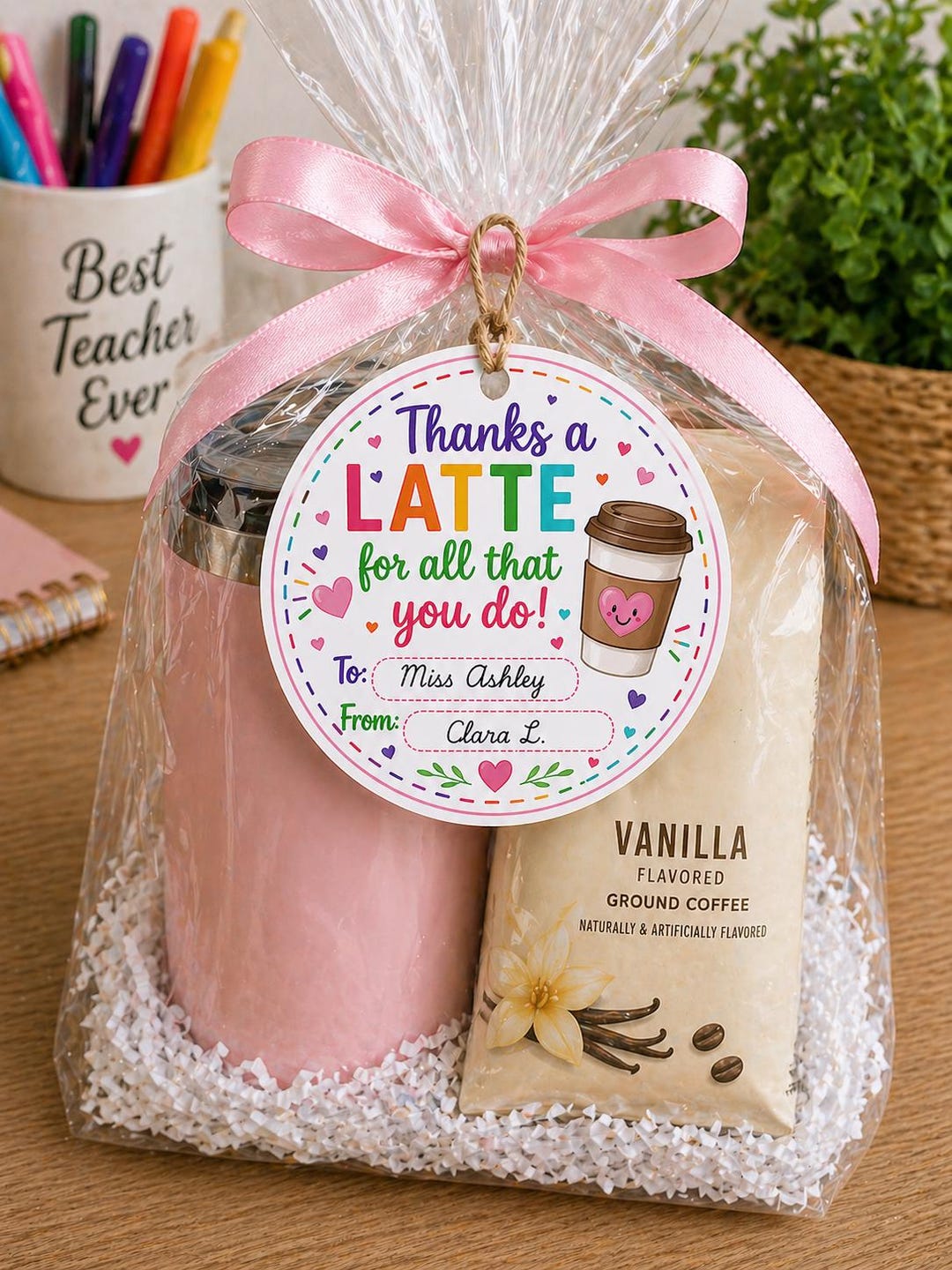 Editable Teacher Gift Tag, Thanks a Latte Tag, Canva Template, Teacher ...