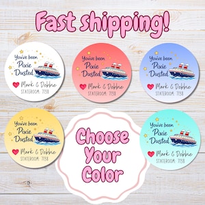 Personalized Pixie Dust Cruise Sticker, You've Been Pixie Dusted, Custom Name Stateroom Label, Fish Extender Gift Tag, Cruise Ship Circle