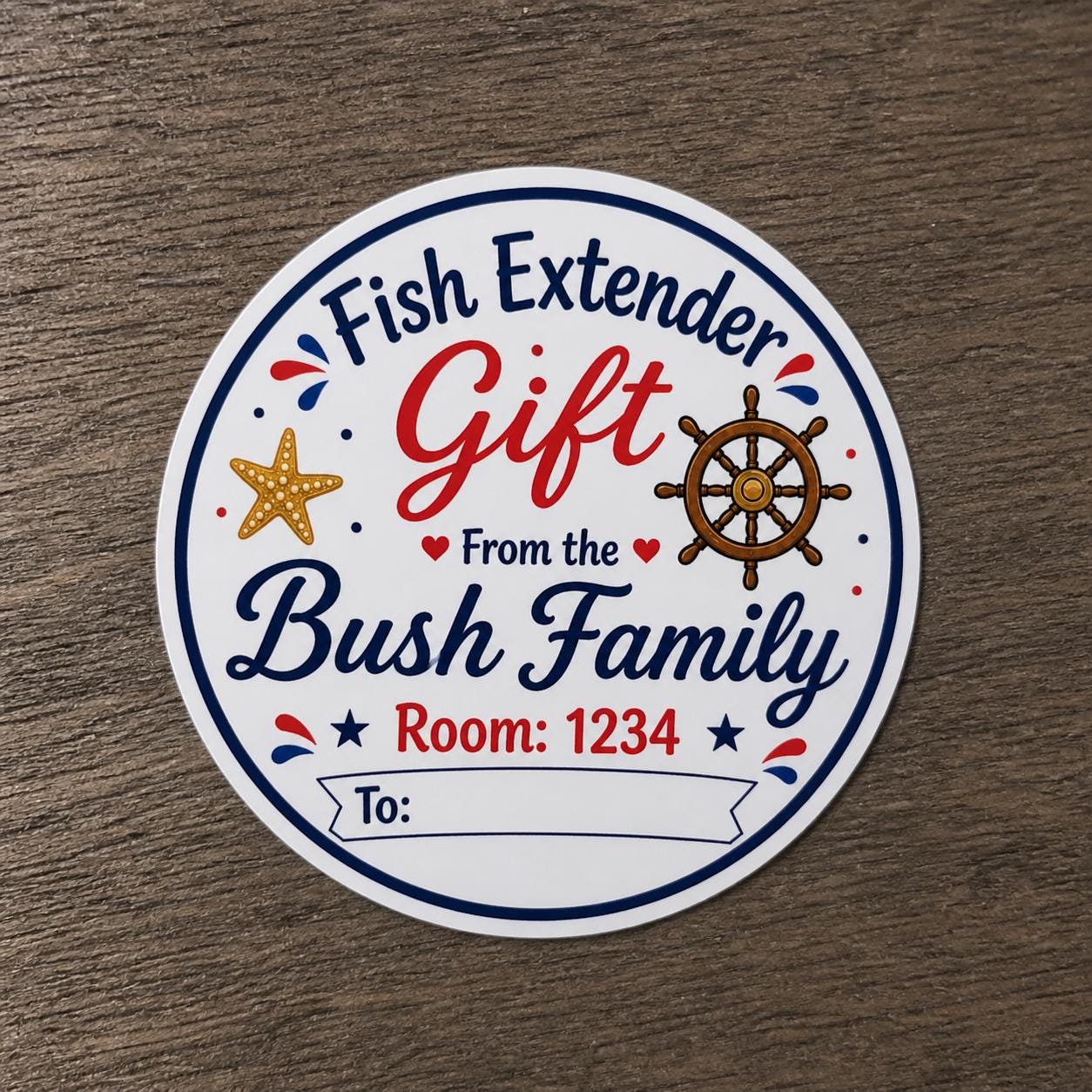 Personalized Fish Extender Gift Sticker, Cruise Door Gift Label, Custom ...