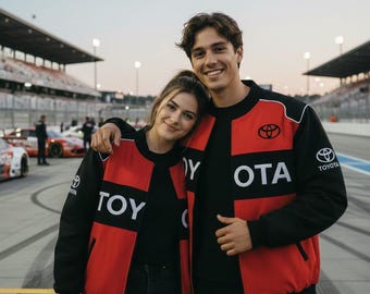 Red Toyota Racing Jacket Men Vintage Motorsport Bomber Jacket Embroidered TRD Streetwear Retro Racing Style Gift for Him