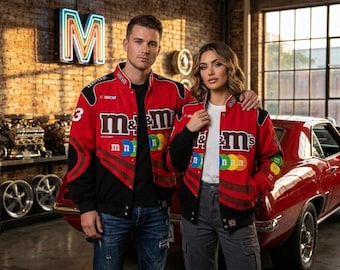 Vintage Red Racing Jacket Men | Motorsport Bomber Jacket Streetwear | Retro Racing Style Jacket Gift for Him| Free Shirt & Balaclava