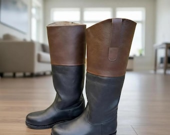 Botas de caballería de cuero M-1940 de EE. UU. hechas a mano, estilo tanquista, con un par de calcetines de regalo.