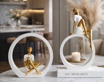 Reading Girl Sculpture – Modern Figurine for Shelf, Table & Home Decor
