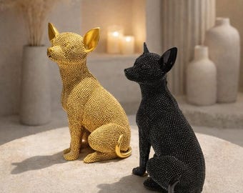 Handmade Dog Figurine – Modern Pet Statue for Desk, Shelf & Home Decor