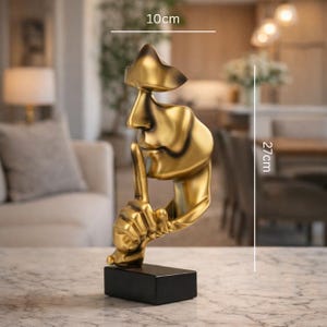 Minimalist Thinker Sculpture – Abstract Face Resin Art Decor for Shelf & Table