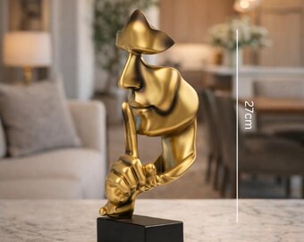 Minimalist Thinker Sculpture – Abstract Face Resin Art Decor for Shelf & Table