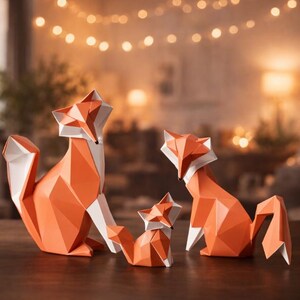 Modern Fox Figurine – Geometric Animal Sculpture for Shelf & Home Decor