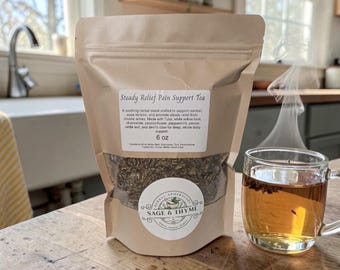 Tisane pour le soulagement de la douleur - Mélange apaisant pour le confort, la tension et les courbatures (6 oz)