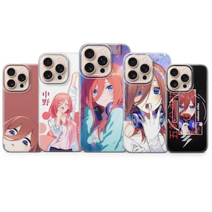 May include: Five phone cases displaying anime-style illustrations of a character with red hair and blue eyes. The cases have different designs, some showing the character's face and others full-body poses. The cases are in various colours.