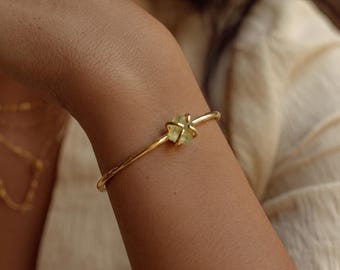 18k Gold Plated Raw Natural Stone Cuff Bangles, Claw Gemstone Adjustable Bangle for Women Jewelry