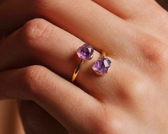 天然石の調節可能なリング、18Kゴールドメッキ銅バンド、宝石ジュエリー