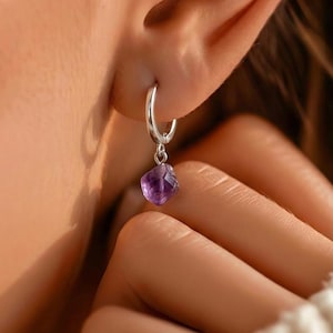 Srebrne kolczyki koła z surowego kamienia naturalnego, ametyst, akwamaryn, kwarc różowy, turkus, szmaragd