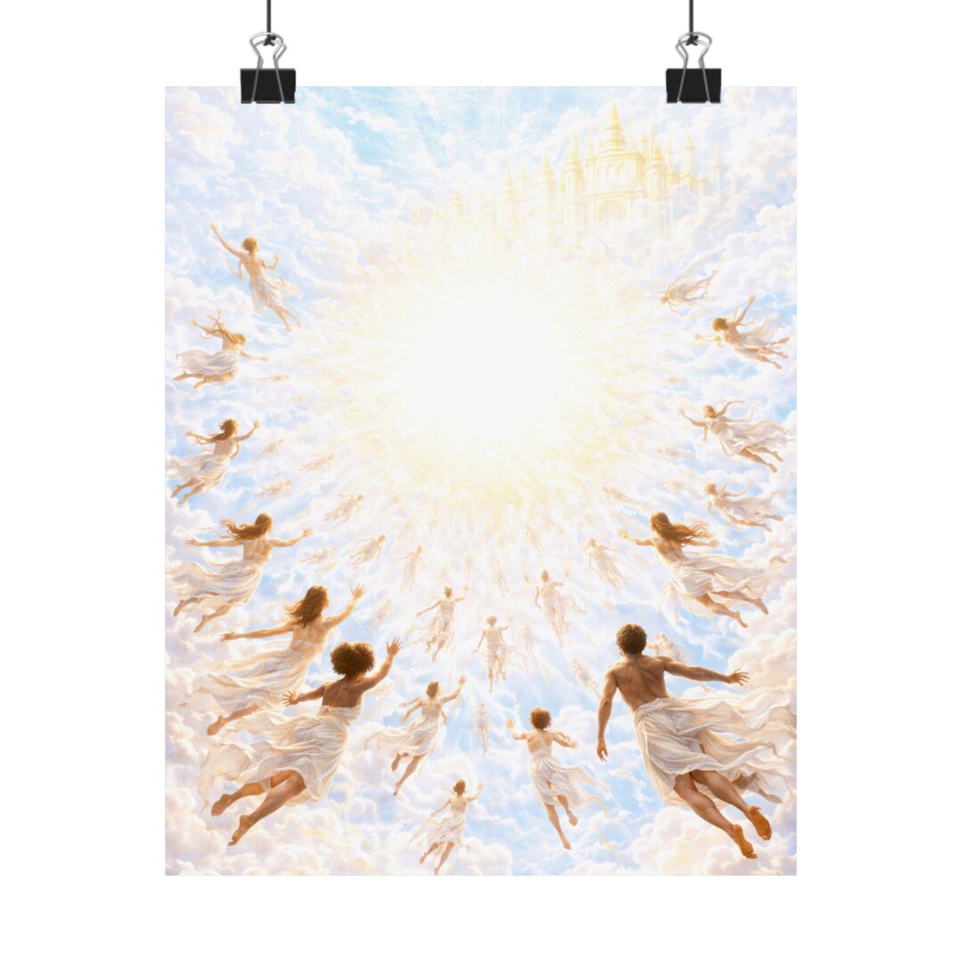 Angelic Rays Angelic Ascension Matte Vertical Poster | Heavenly Rays, Flying Angels ...