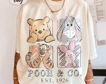 Retro Winnie the Pooh and Friends PNG, Pooh Co 1926 Vintage Disney PNG, Tigger Piglet Eeyore, Family Trip Disneyland Gift