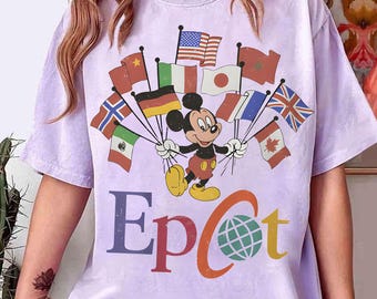 EPCOT PNG, Mickey Flags of Nations Vintage WDW-T-shirt uit de jaren 90