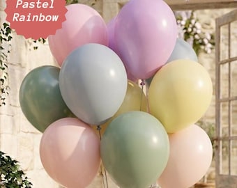 Pastellfärgade regnbågsfärgade ballonger, tema för födelsedagsballongfest, dekoration för examensfest, paket med pastellfärgade babyshower-motiv