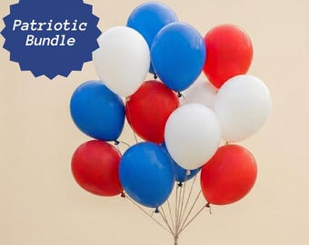 Curated Balloons Patriotic Balloon Bundle Red White Blue July Fourth Celebration Block Party Birthday Balloon Garland Display Birthday Theme