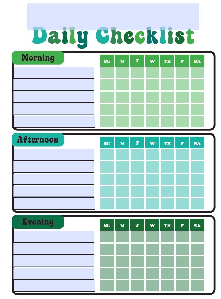 Kid's Daily Checklist Chart – Editable Chore Chart Printable (PDF) - 3 ...