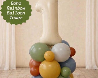 Guirnalda de globos estilo boho, torre de celebración, kit de arreglos para fiestas, cumpleaños, arcoíris pastel, hippie, graduación, baby shower, estética