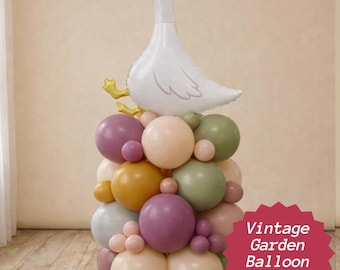 Centro de mesa para baby shower con temática de ganso, torre de celebración, kit de arreglos, guirnalda de globos, fiesta de cumpleaños, temática de ganso tonto, jardín vintage