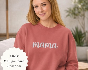 Sudadera de algodón extragrande con cuello redondo para mamá