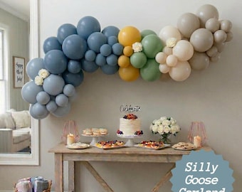 Guirnalda de decoración Silly Goose para celebración, arco de exhibición, kit de arreglos para fiestas, globos azules y verdes, fondo de cumpleaños, estética de boda