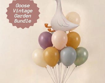 Globos seleccionados con temática de ganso de jardín vintage, decoración para fiestas de cumpleaños, kit de celebración de graduación, suministros para baby shower, globo de ganso gracioso