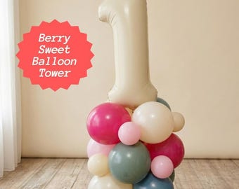 Guirnalda de globos de fresa, torre de celebración, kit de arreglos para fiestas, cumpleaños, baby shower, estética rosa pastel, graduación.