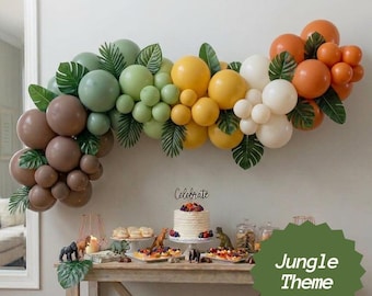 Kit para Chá de Bebê com Tema de Selva, Guirlanda, Arco Decorativo, Decoração para Festa de Aniversário, Painel de Balões, Cenário Fotográfico para Eventos Marcantes.