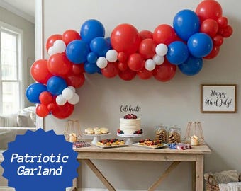 Globos patrióticos Globos del 4 de julio Celebración de la Independencia Guirnalda Arco Exhibición Kit de arreglo Suministros para fiestas temáticas americanas Tema de cumpleaños