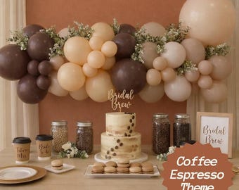Kit de Arranjo de Arco de Balões de Café para Chá de Bebê, Decoração de Festa em Tons de Marrom e Café Expresso, Ideal para Festas de Aniversário.