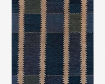 Handgeweven geometrisch wollen vloerkleed, modern Scandinavisch platgeweven tapijt