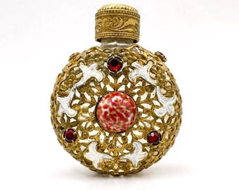 ヴィンテージのヤブロネックス製チェコ製香水瓶、カボションストーン付き、1950年代