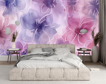 Vintage Watercolor Blossoms Mural Peel and Stick Wallpaper: 63T