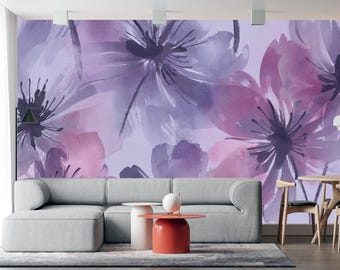 Vintage Watercolor Blossoms Mural Peel and Stick Wallpaper: 65T
