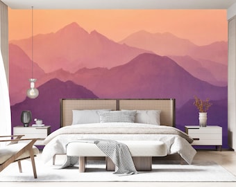 Mountain Serenity Twilight Mural Peel and Stick Wallpaper: 66ST