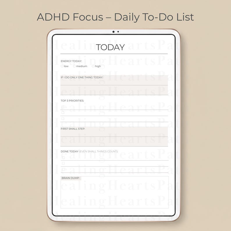 ADHD Daily to Do List Undated | Minimal Daily Planner PDF A4 A5 for ...