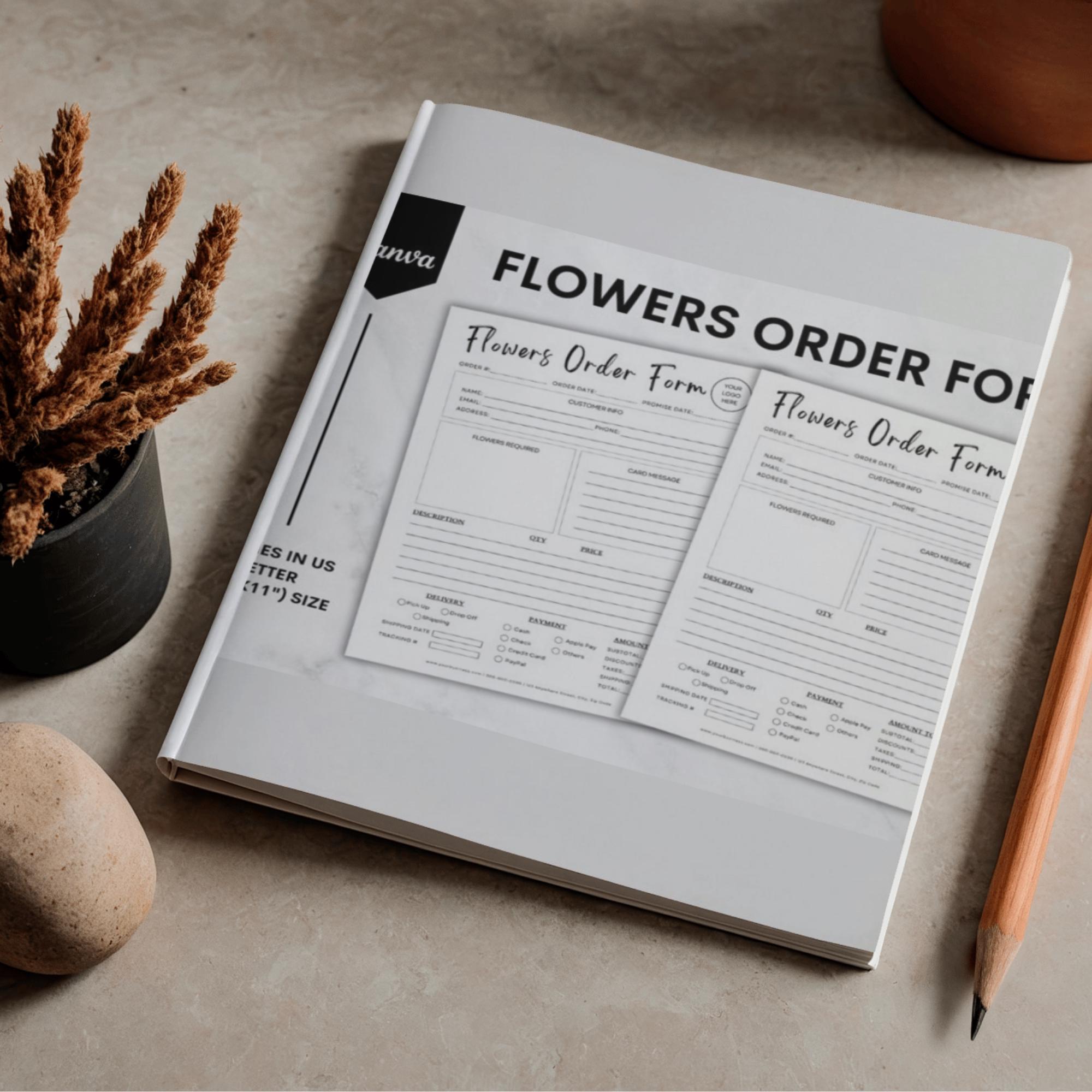 Editable Florist Order Form Template, Flower Shop Invoice, Canva ...
