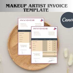 Makeup Artist Invoice Template, Salon Order Forms (Canva Editable)