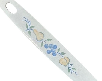 Spatola per glassa in acciaio inossidabile con motivo frutta vintage sfalsata, strumento per torte