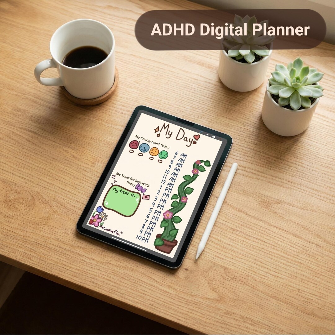 ADHD Digital Planner for iPad & Goodnotes | Dopamine Menu, Visual Daily ...