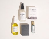 Combination to Oily Skin Care Travel Set. Bamboo Charcoal Soap. Lapis Oil. Jasmine Oil. Balance Toner.