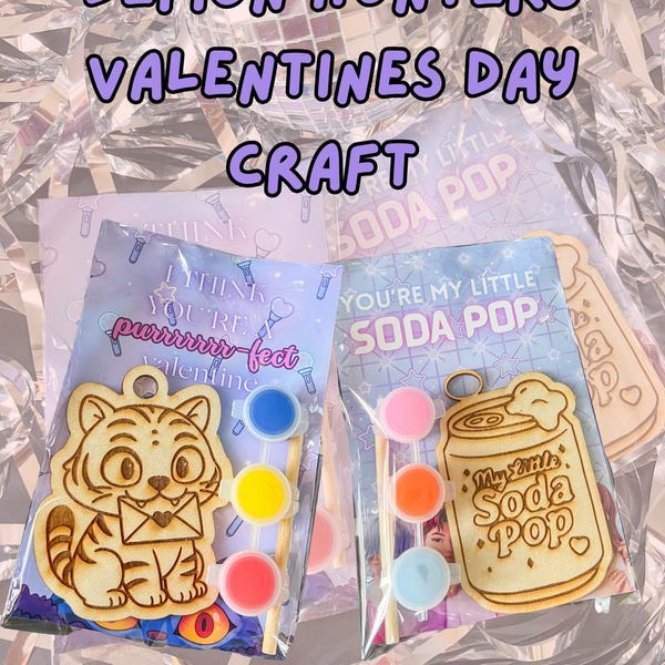 Demon Hunter Valentine Craft Kit | Wooden Paint Set| Classroom Valentines