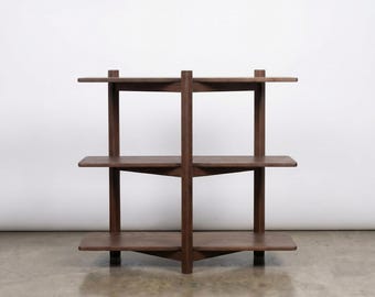 Ästhetisches Holzregal, Minimalistischer Dekorständer, Kleinraumregal, Skandinavisches Nussbaum Miniregal, Modernes Wohnaccessoire DL015ZZ