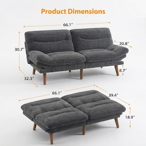 Sofá cama ajustable para habitación de invitados, sofá de pana gris, cama futón para oficina en casa, mueble multiusos DL1014ZZ
