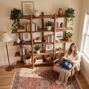 5-Tier-Bücherregal, modernes, rustikales Bücherregal DL1010ZZ