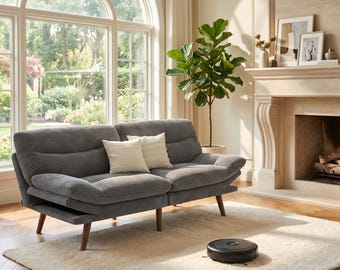 Corduroy Futon Sofa Bed, 66 Inch Convertible Couch, Adjustable Sleeper Sofa for Small Spaces, Living Room, Office, Guest Room DL1014ZZ